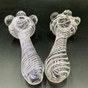 MHP1022 - Clear Pink Stripe Hand Pipe